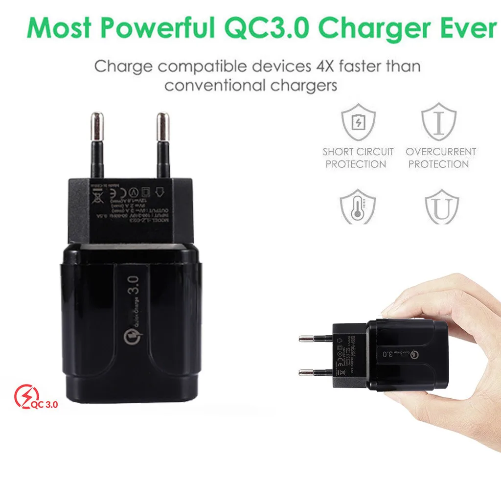Универсальное быстрое зарядное устройство USB 3 0 18 Вт 5 В А для Iphone 7 8 вилка ЕС и США
