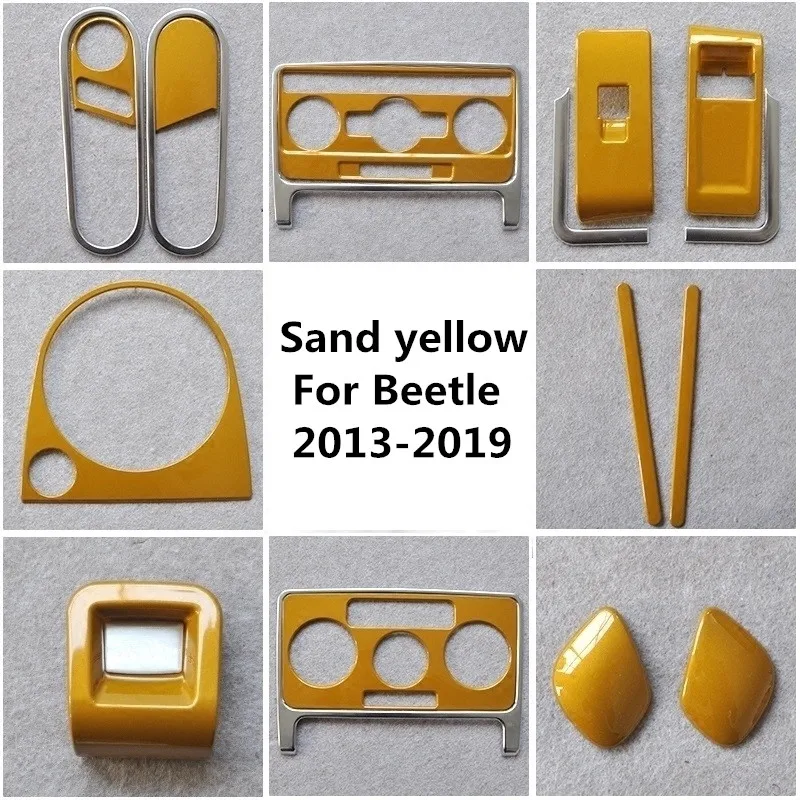 Песочно-желтая накладка на панель переключения передач для салона автомобиля, наклейка на ручку управления окном, Формовочная Накладка для VW Beetle 2013