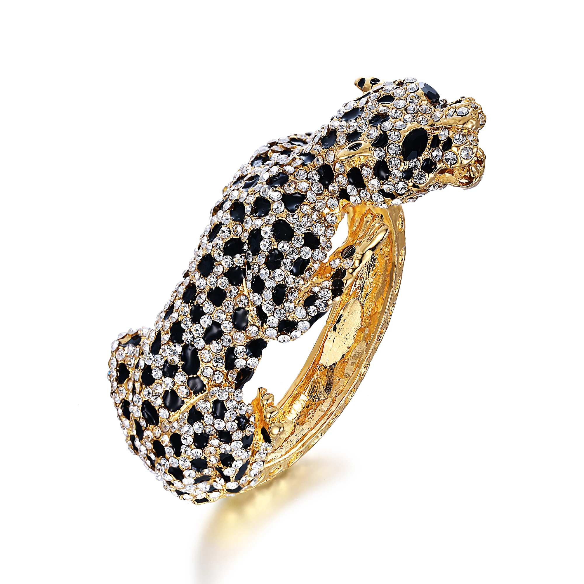 Leopard Panther Bangle Women Bracelet Femme Enamel Animal Crystal Party