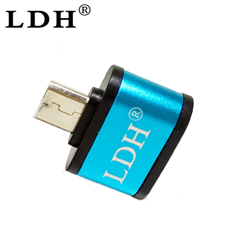 LDH Micro USB OTG к USB адаптер позолоченный V8 Разъем конвертер для samsung huawei zte xiaomi lenovo lg Android смартфон - Цвет: Blue