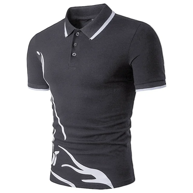 summer new Polo shirt men short-sleeved casual Slim solid color Polo shirt shrink-proof quick-drying outdoor leisure POLO shirt Dark Grey