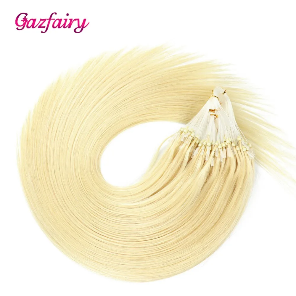 Gazfairy прямые волосы на микро-кольцах 1" 18" 2" 22" 1 г/локон 100 г чистый цвет человеческие волосы с микро-бусинами натуральные волосы remy для наращивания