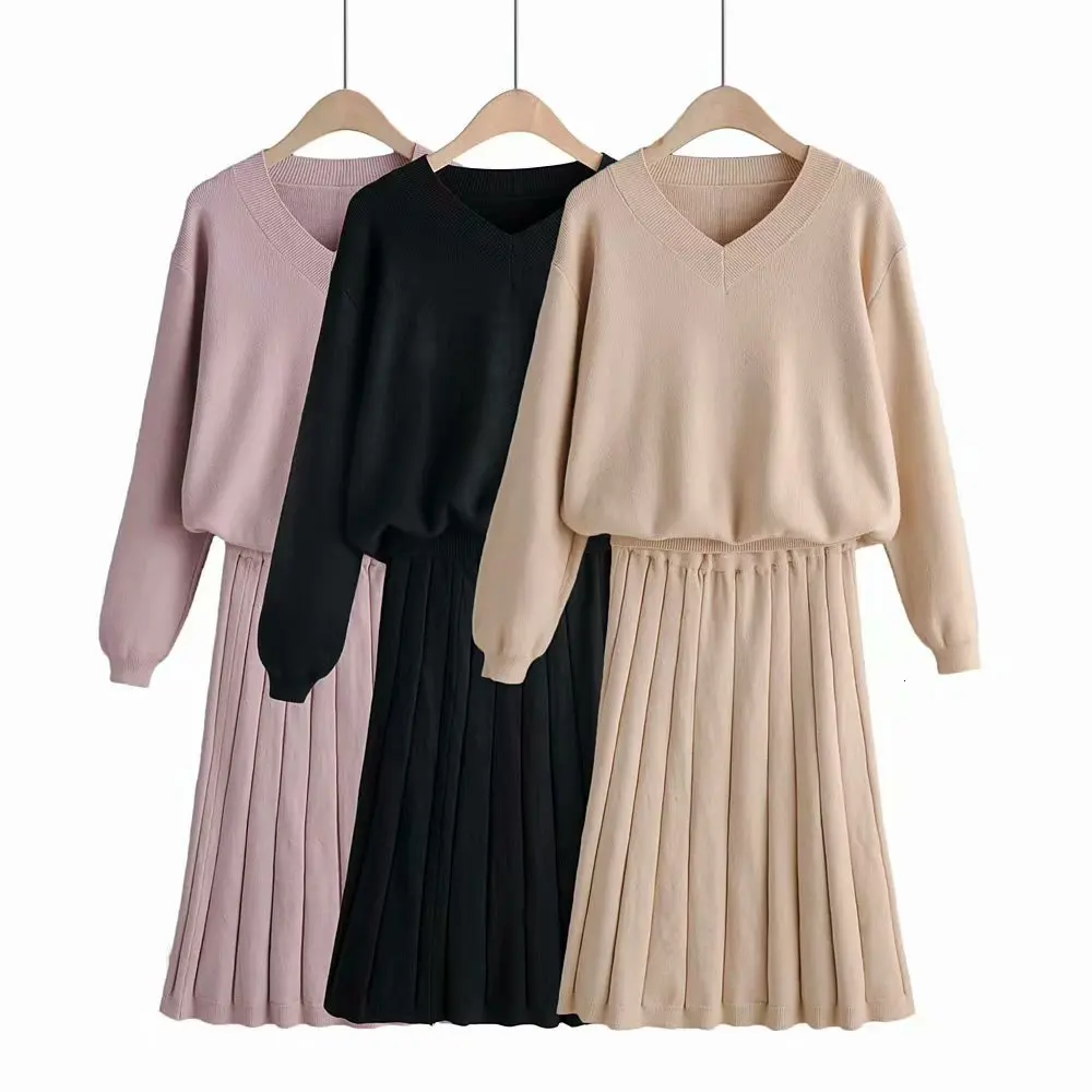 Autumn Small Fresh Sweater Skirt Two-piece Foreign Women 2019 Spring And New Korean Fashion Knit Suit | Женская одежда