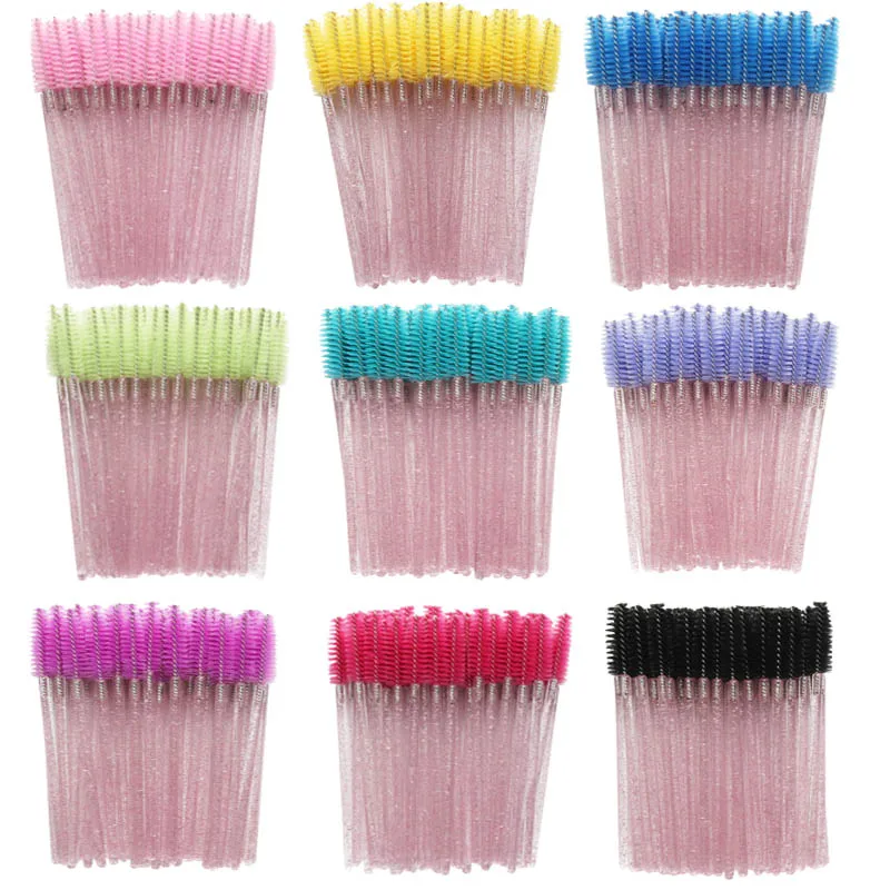 Shiny Disposable Eyelash Brush Applicator Wands Curler Mascara Eyebrow Makeup Tools Spoolers Comb Wands Spoolies Brushes 50pcs makeup brush set mascara wands makeup brush