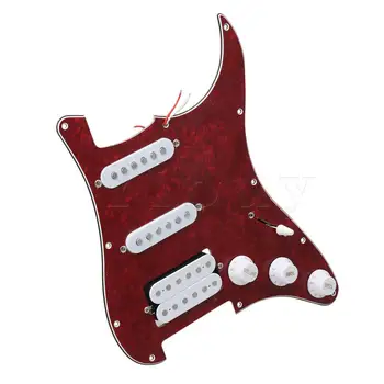 

Yibuy Red Plastic Copper Guitar Protective Pickguard SSH Type Musical Parts