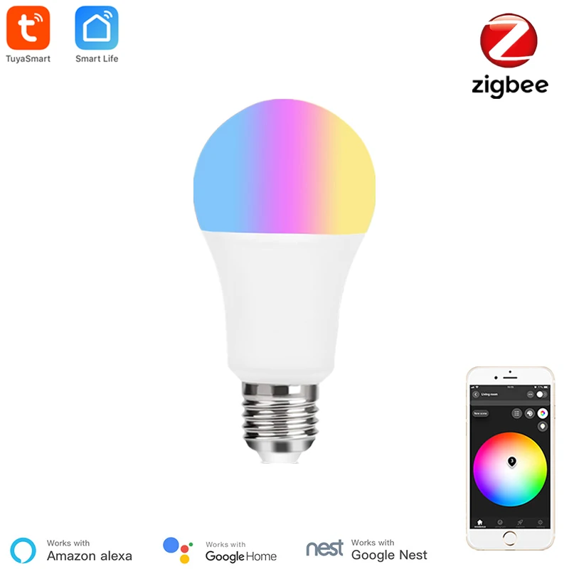 Tuya Smart Zigbee Bulb Intelligent RGBCW Zigbee LED Lamp Bulb E27 Smart