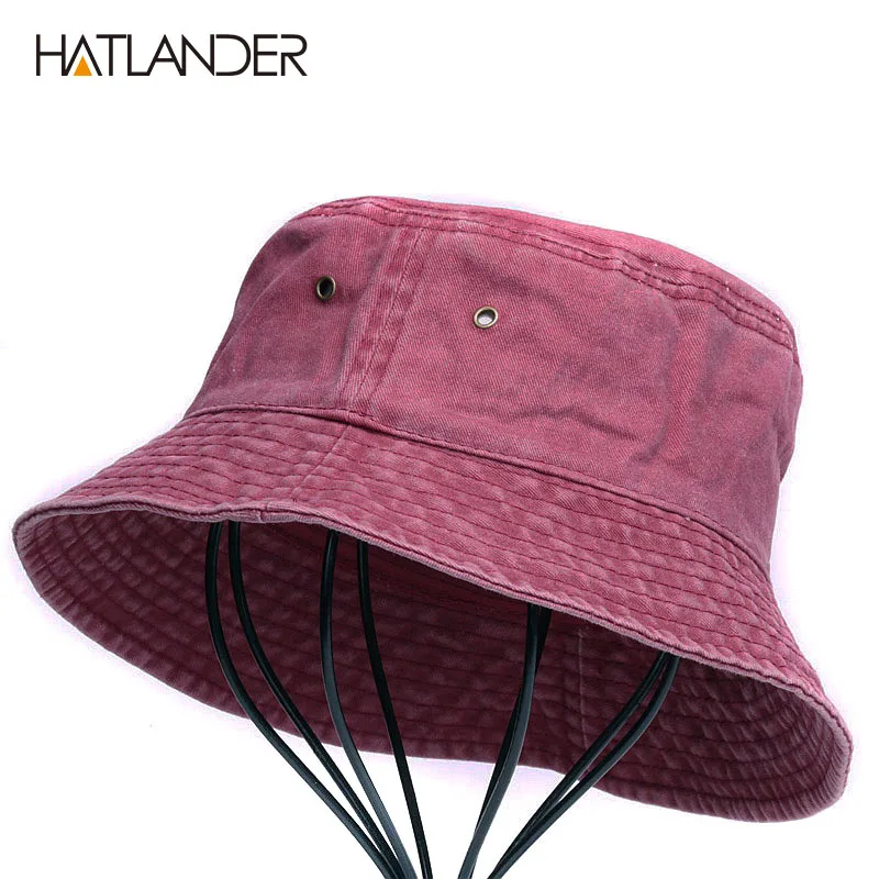 HATLANDER, однотонная хлопковая Панама, мужские кепки для занятий спортом на открытом воздухе, Женская осенне-летняя Солнцезащитная Панама, обычная Рыболовная Шапка, повседневная Кепка в стиле хип-хоп - Цвет: bordeaux