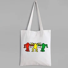 Abstract Dance Fashion Tote Bag Cartoon Dance Canvas Tote Bag Eco Friendly Fashion Women Custom Shopping Bags with Logo Cute
