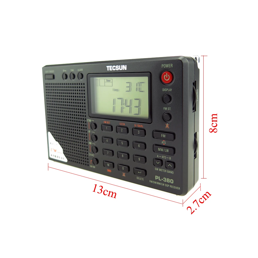 Rádio de Banda Tecsun Completa Digital Demodulação Estéreo Pll Rádio Portátil fm - lw sw mw Dsp Receptor Internet Pl-380 - Image 3