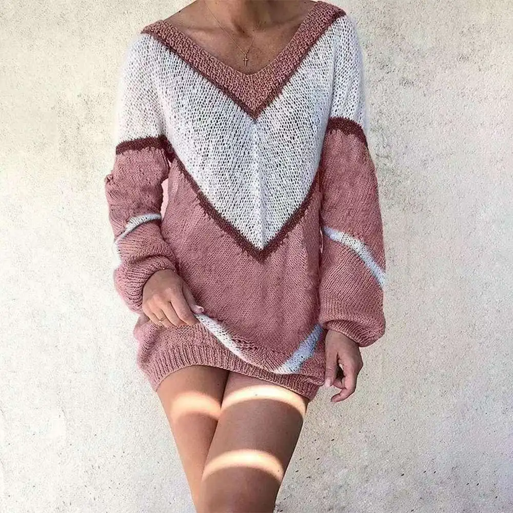 

Women Pull V-Neck Sweaters 2019 Loose Sweater Women's Sweater Jumper Candy Color Harajuku Chic Long Sweater Girl Streetwear