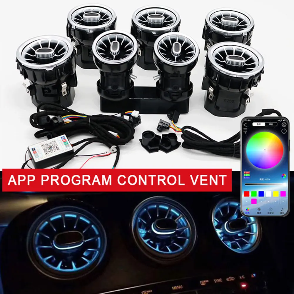 ventoinhas-de-luz-ambiente-led-para-mercedes-benz-bocal-do-carro-saida-de-ar-da-turbina-bluetooth-app-controle-mercedes-benz-classe-c-w205-w213-w156-w117-w176