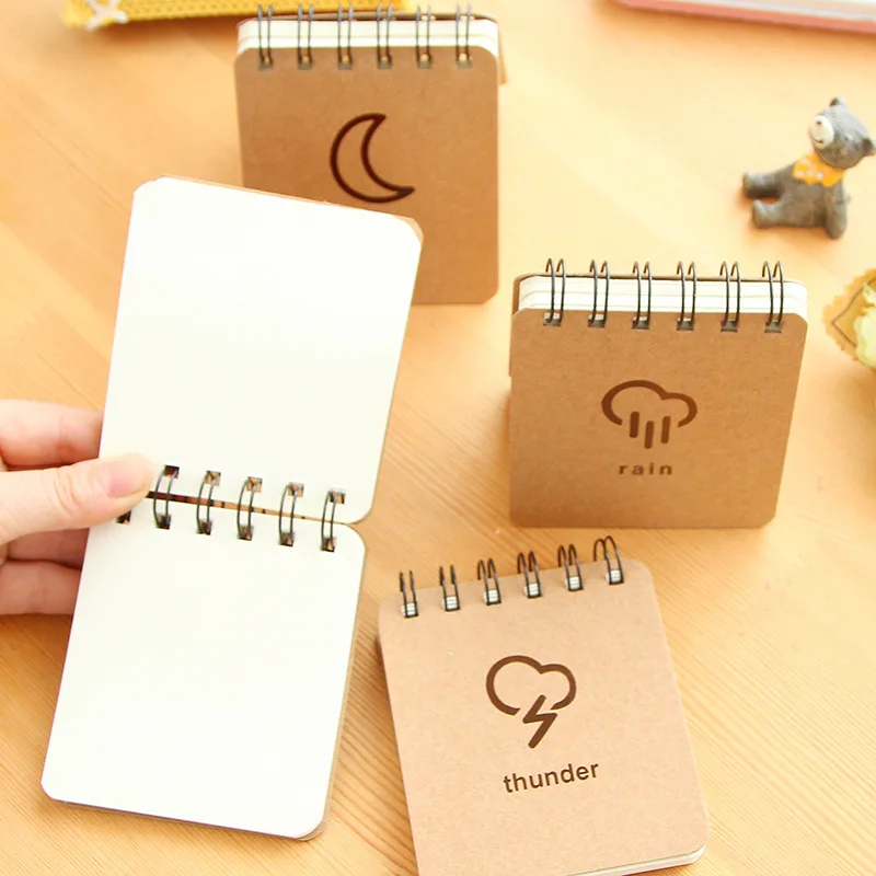 

Kawaii Weather Notepad Mini book Portable Spiral Notebook 70 Pages Daily Memos Planner Stationery Office School Supplies H6182