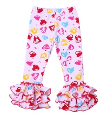 Штаны для девочек ко Дню Святого Валентина; леггинсы с оборками и рисунком Минни Маус; леггинсы с оборками в форме сердца; одежда для маленьких девочек - Цвет: WBYYCK-42
