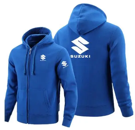 Логотип Suzuki, толстовка на молнии, мужские толстовки на молнии, осенняя толстовка с капюшоном, зимняя длинная модная повседневная одежда h - Цвет: Синий