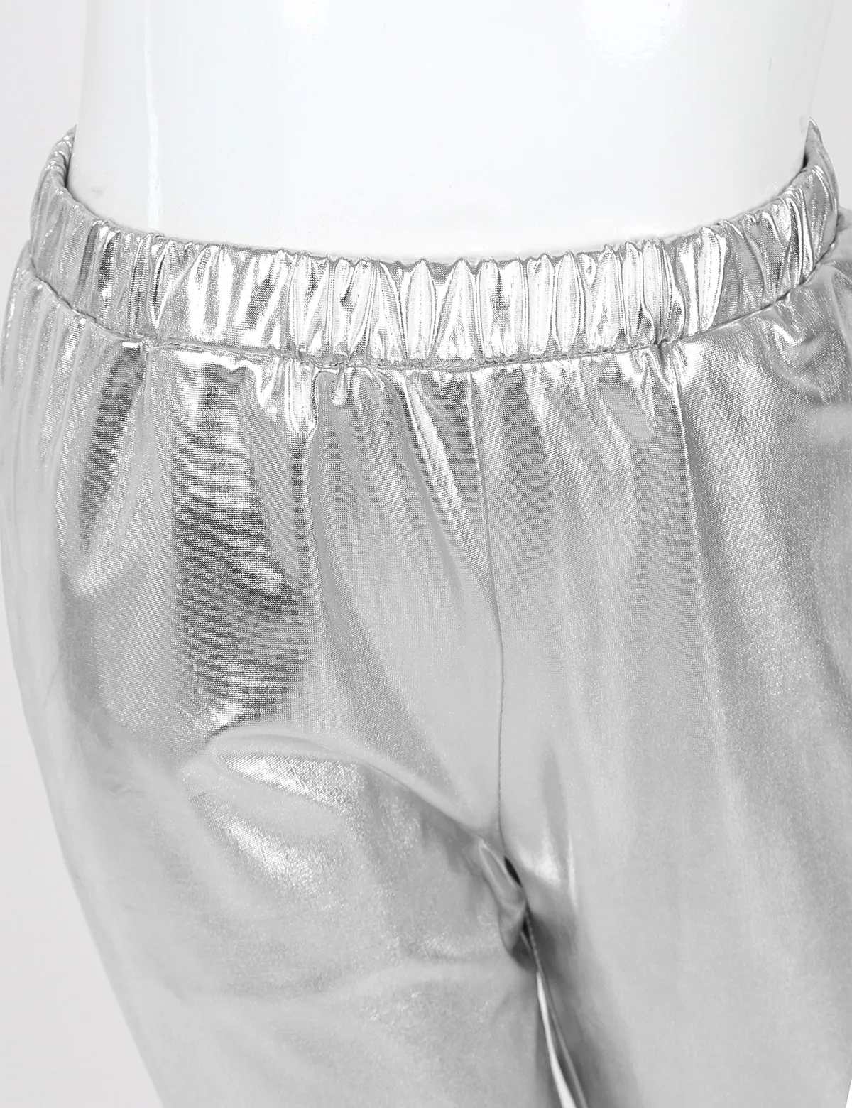 Kids Girls Fashion Party Clothes Glossy Metallic Elastic High Waist Dance Pants Hip Hop Trousers Streetwear Dancewear Sweatpant girls pants girls trousers kids pants