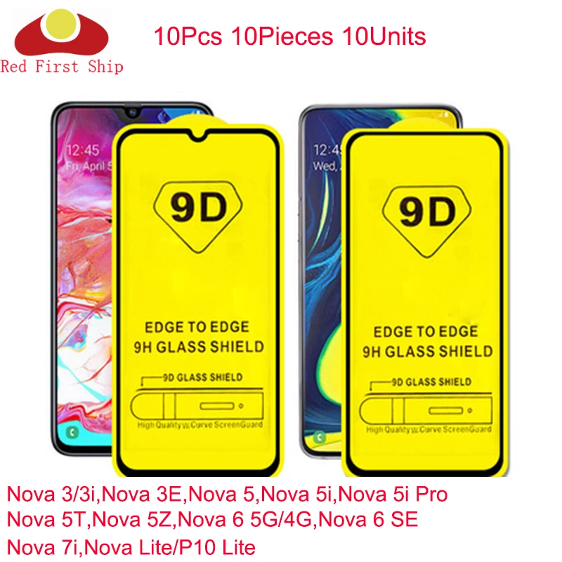 

10Pcs 9D Tempered Glass For Huawei Nova 6 SE 7i 3 3E Screen Protector Nova 4 4E cover film Movie 9H For Nova 5 5i Pro 5Z 5T 9D
