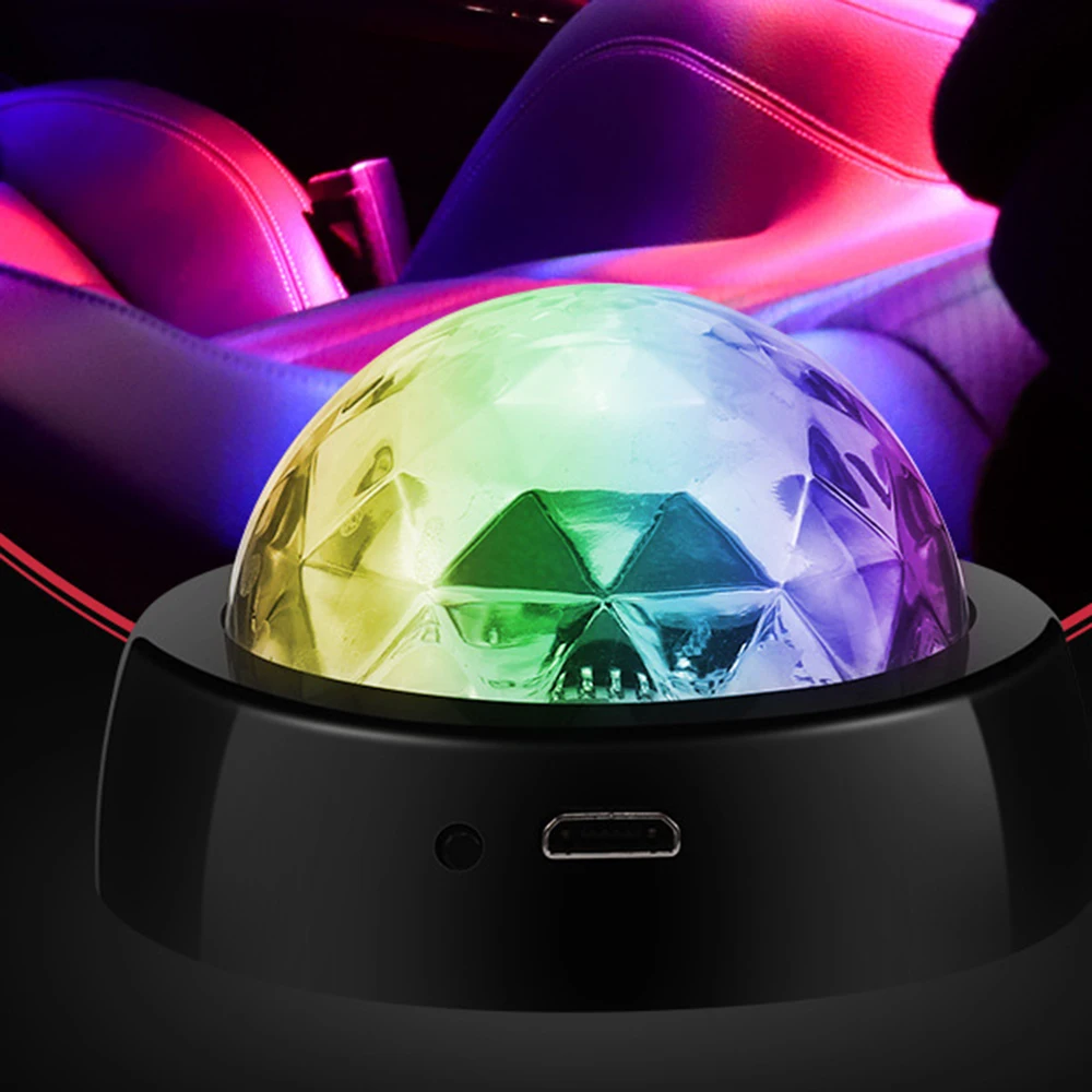 

Universal Mini Car SUV Interior RGB LED Music DJ Disco Atmosphere Light With Magnetic Base USB Charger 5V Car Interior 5