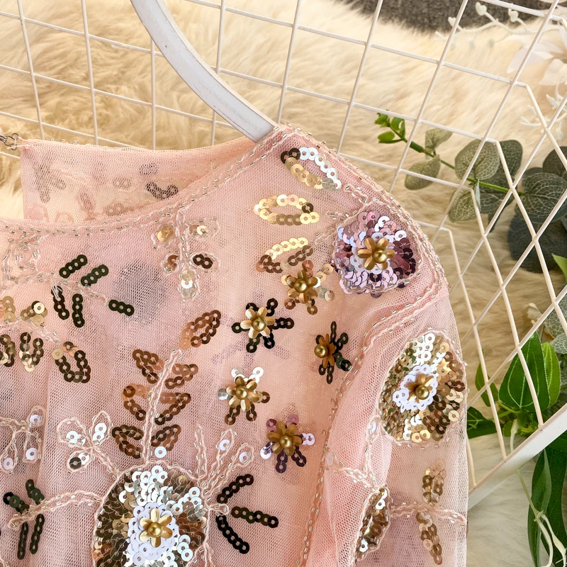 Neploe винтажные женские топы Blusas Seuins с бисером и цветочной вышивкой модные Blingbling блузки с длинным рукавом Корейская рубашка 56609