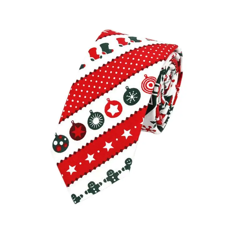 Army green THINKTHENDO Unisex Christmas Cotton Necktie Cartoon Santa Snowflake Tree Printed Party Ties - Color: Army green