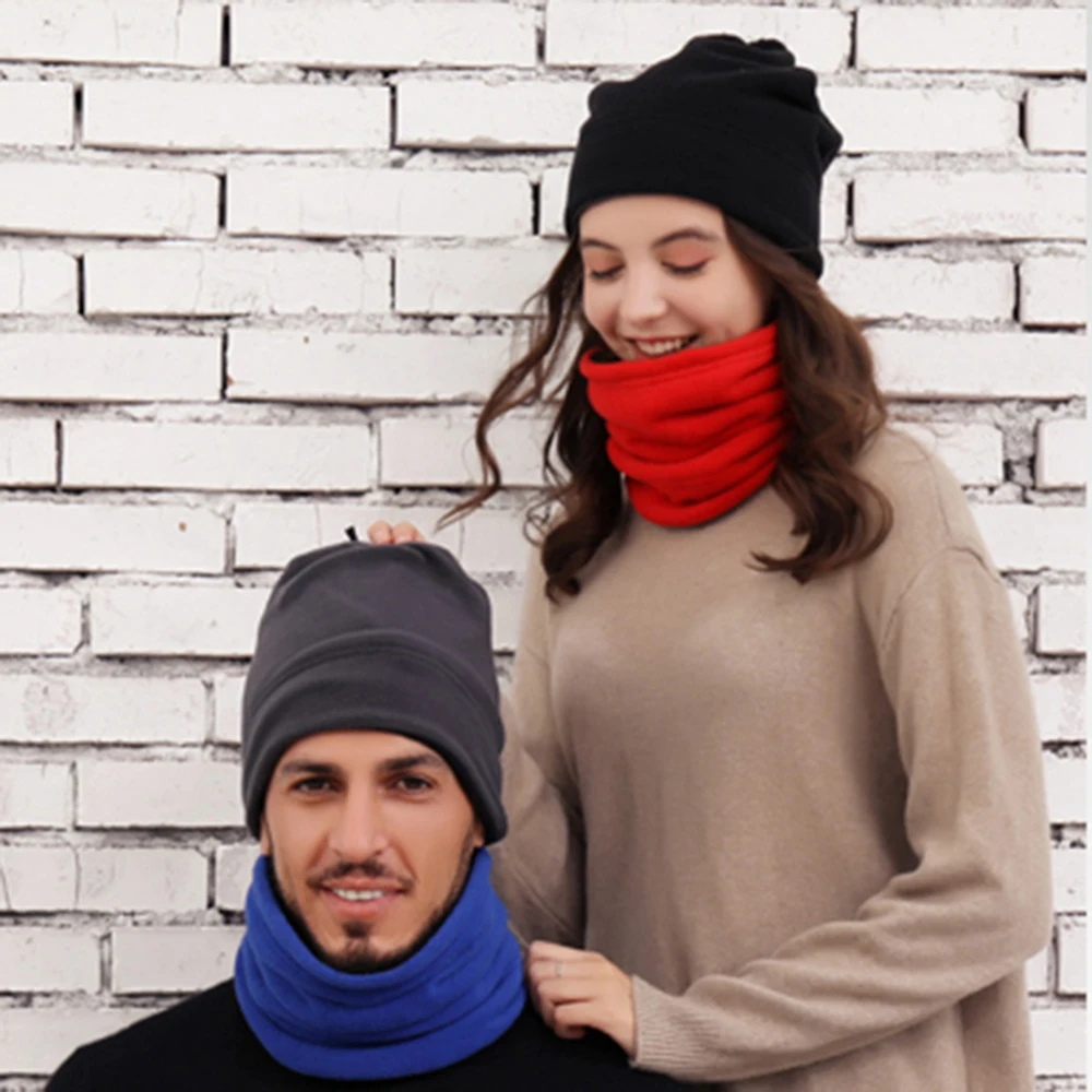 Открытый флисовый нагрудник двойной теплый воротник для мужчин и женщин зимний Многофункциональный капюшон шарфы уличная флисовая Спортивная Рождественская защищающая от ветра шапка