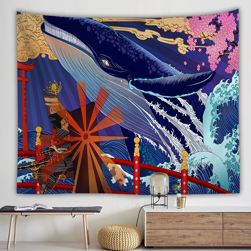 3D печать волнистое одеяло гобелен акварельные настенные гобелены Ukiyo окрашенное цифровое одеяло яркая скатерть пляжное полотенце