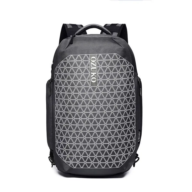 OZUKO, новинка, анти-вор, мужской рюкзак, многофункциональный, 15,6 дюймов, рюкзаки для ноутбука, школьная сумка с сумкой для обуви, водонепроницаемый, для путешествий, мужской Mochila - Цвет: Gray
