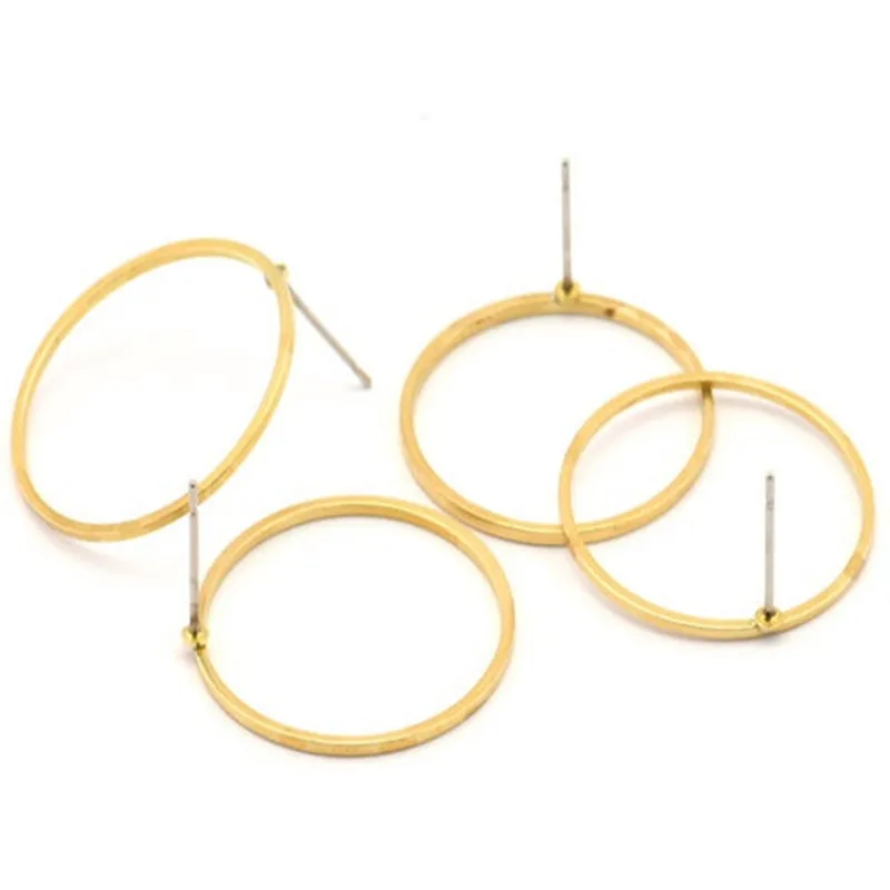 

8pc Raw Brass Circle Stud Earrings (Nickel Free and Lead Free) Bs 1092