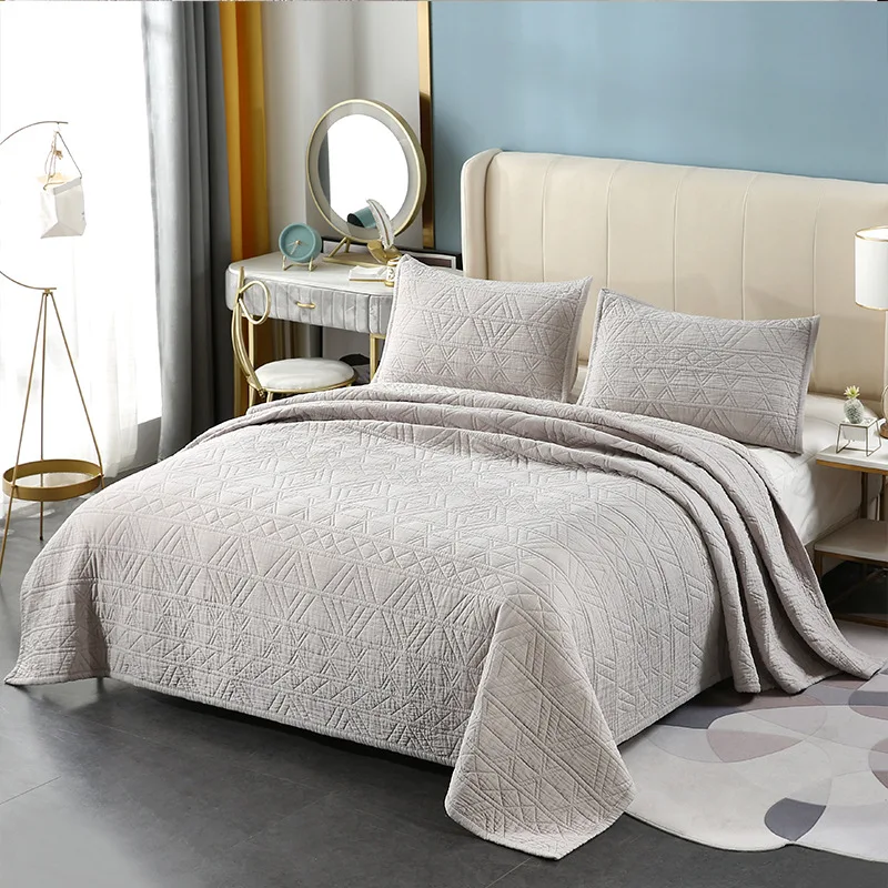 Pillowcases Embossed Quilted Bedspread Double Bed Throw King Size Bedding Set 