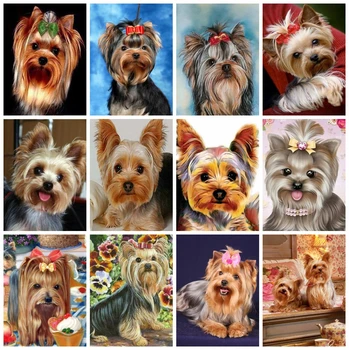 

HUACAN Diamond Painting Dog Full Square Round Cross Stitch Kit 5D DIY Diamond Embroidery Animal Picture Of Rhinestone Home Decor