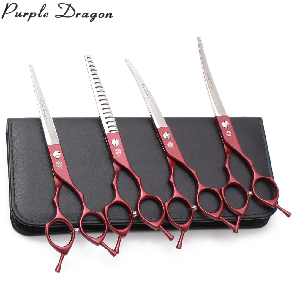 Purple Dragon 7" Japan 440c Professional Pet Scissors Thinning Shears 3009 Dog Hair Scissors