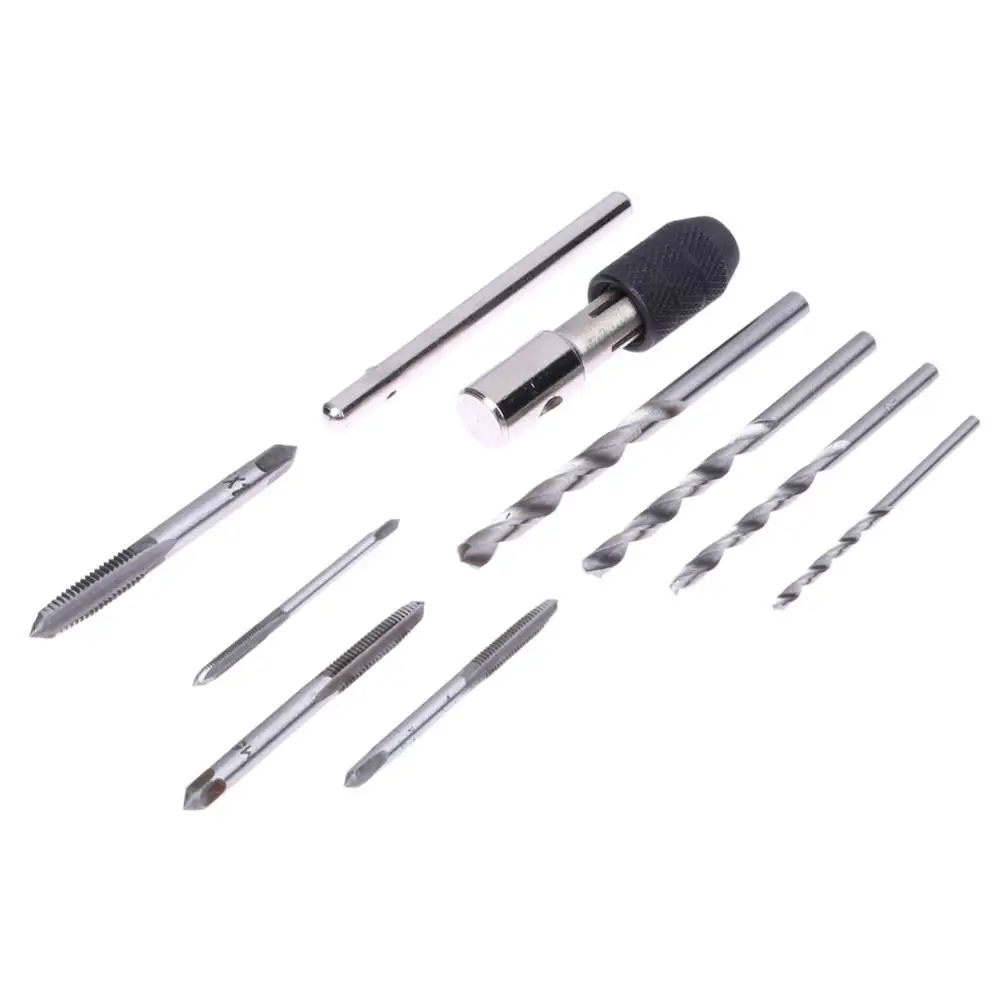 9 pcs/lot of manual thread tap wrench set T-type machine reamer M3 / M4 / M5 / M6 + twist drill wrench woodworking hand tool