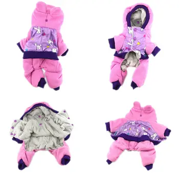 

Cute Jacket For Dogs Rabbit Print Hooded Coat Jacket Winter Dog Clothes For Chihuahua Pug Teddy Pink Puppy Dogs Winter Clothing