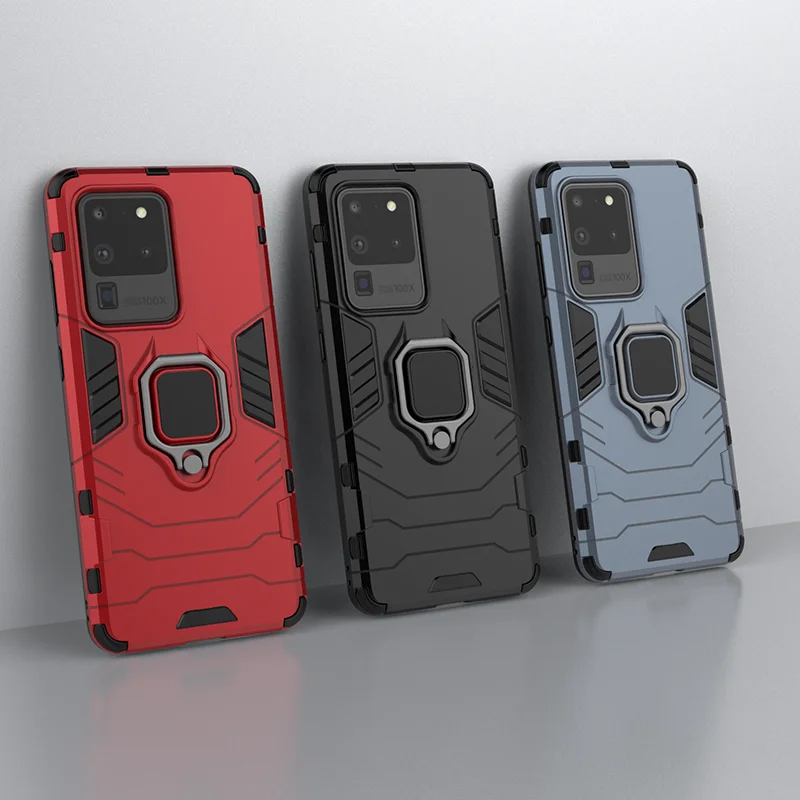 For Samsung Galaxy S20 PLUS Ultra case magnetic shockproof hard PU back cover ring TPU silicone frame for samsung galaxy | Мобильные