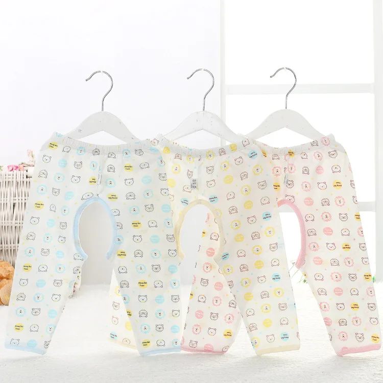 

Summer Thin Section Bamboo Fabric Infant Open-seat Pants Baby Leggings Trousers Children Summer Air Conditioner Pants Sleep Pant