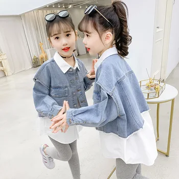 

2020 Autumn Girls Suit Children's Casual Denim Jackets Shirt Leggings Three-piece Suit for Girls Clothing Set Children Outfits