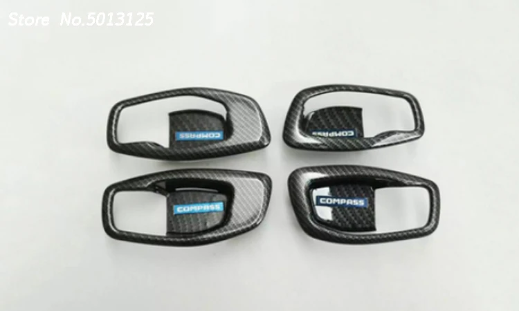 Carbon Fiber Авто встроенный в дверь автомобиля чаша Защитная крышка наклейки полоски наклейки для Jeep Compass автомобильные аксессуары - Цвет: Carbon Fiber