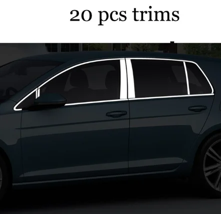 Накладки на окна автомобиля из нержавеющей стали для volkswagen golf mk7 2013 golf 7 - Цвет: 20 pcs trims