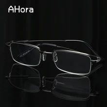 Ahora с плоскими стеклами и половинной рамкой, очки для чтения, Для мужчин Для женщин легированная квадратная с плоскими стеклами и половинной рамкой без диоптрий очки для чтения для мужчин и женщин; диоптрий+ 1,0 1,5 2,0 2,5 3,0