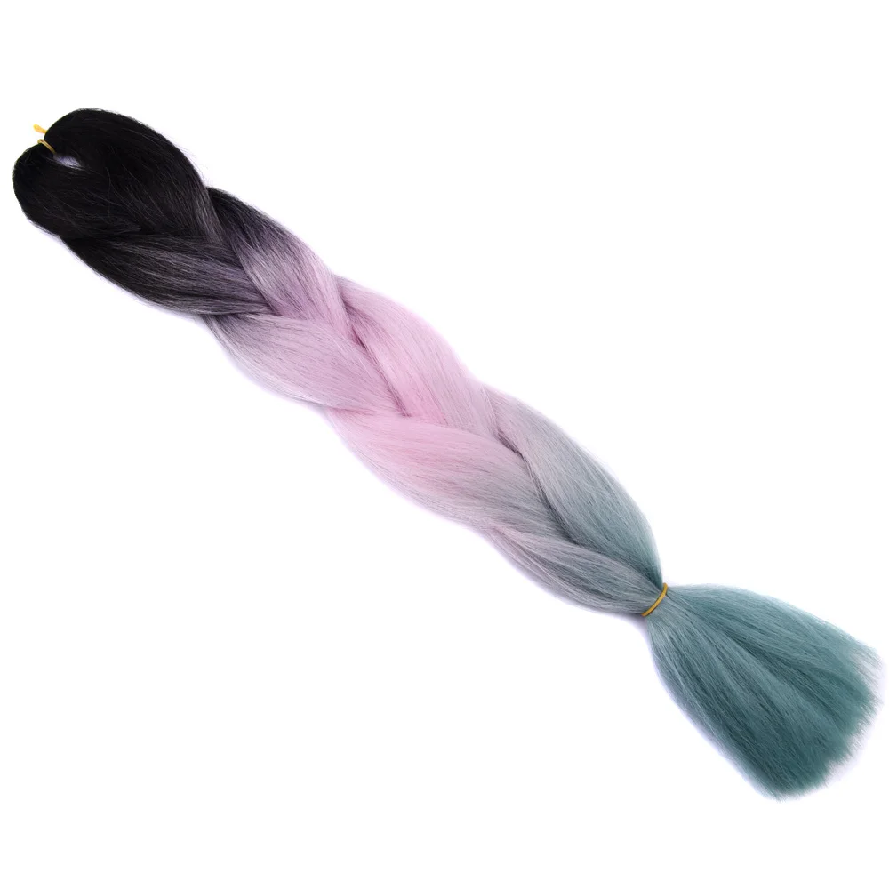 Sallyhair, 24 дюйма, Омбре, плетение волос, 2 тона, черный, винно-красный цвет, огромные косички, высокотемпературное волокно, синтетические волосы для наращивания - Цвет: T4/27/30