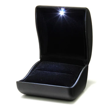 

Jewel Ring Box Jewelry Gift Wedding Engagement Black With LED Light