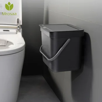 

Kitchen Rubbish Bin Wall Mounted Trash Can Home Kitchen Cabinet Door Hanging Trash Garbage Bin Can Rubbish Container Trash Can