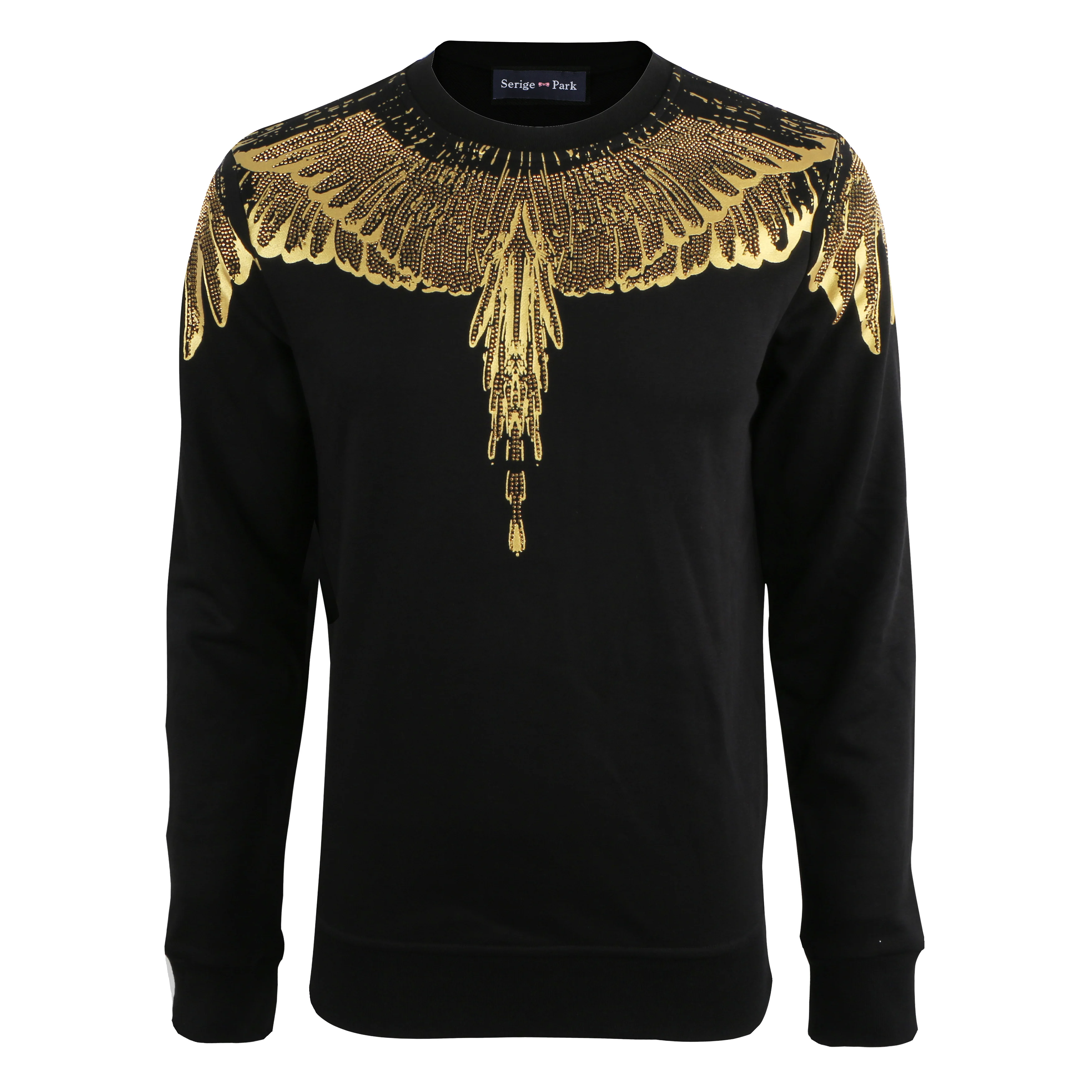 

2019 MENS NEW WINTER HOODIE MARCELO BURLON HIGH QUALITY COTTON MATERIAL ROUND NECK WITH PRINT AND DIAMOND EDEN PARK