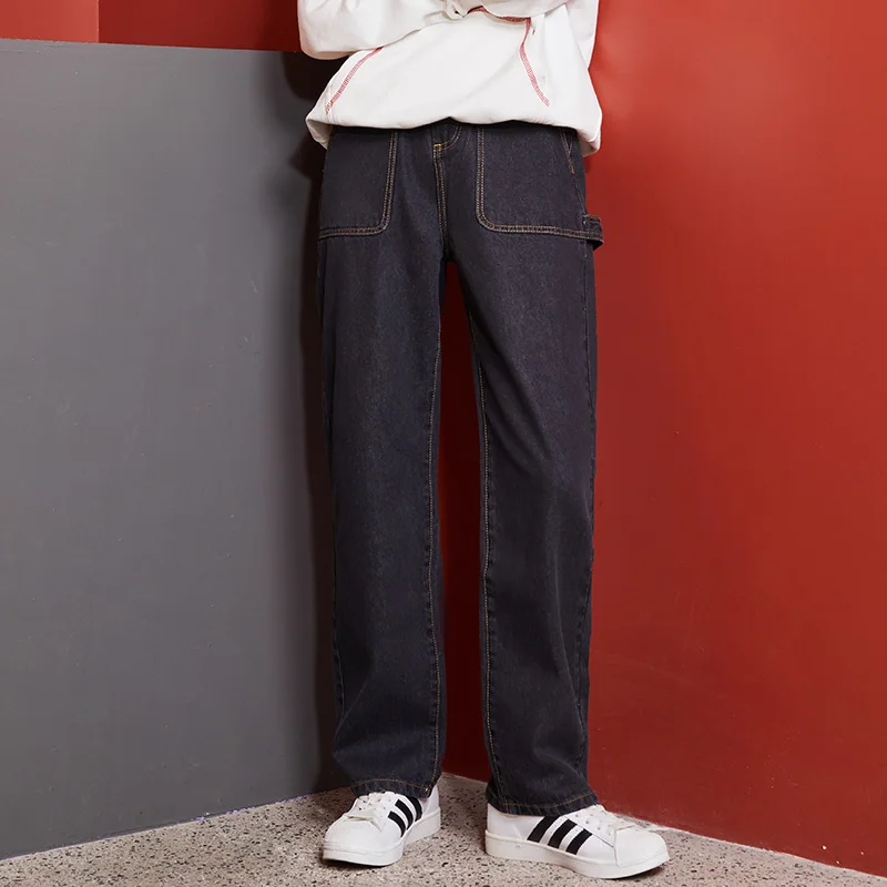 LEIJIJEANS, большие размеры, женские свободные джинсы, черные, свободные, повседневные, большие, прямые, деним, для колледжа, ветер, плюс размер, женские джинсы 9114