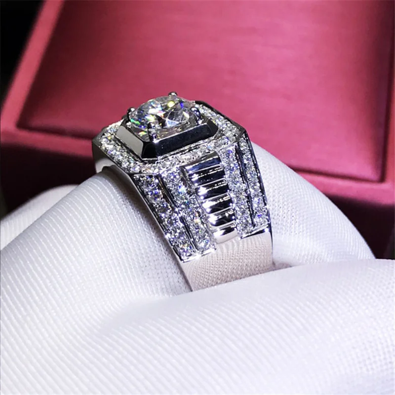 Classic Business Style Silver Color Crystal Men's Rings Fashion Party Wedding Engagement Male Ring Jewelry Hand Accessories silver ring wedding rings finger rings jewelry rings ring jewelry