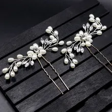 Elegante Vintage Metal alambre perla flor cristal horquillas de pelo de dama de honor Clip lateral Tiaras accesorios para el cabello nupcial joyería de boda