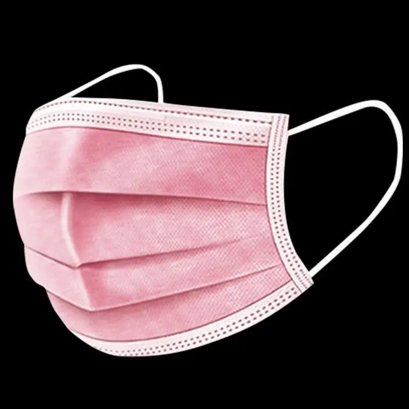 1050100 Pcs Pink Disposable Non-woven 3-layer Face Mask Breathable Masks With Elastic Earband Breathable Adult Mouth Mask (5)