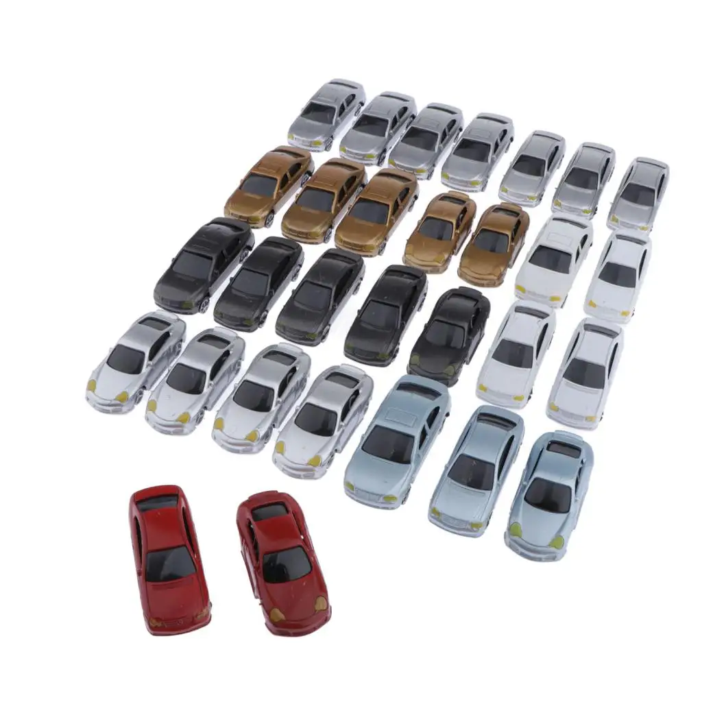 30pcs Painted Model Cars Miniature Model Car Building Train Layout Scale HO OO (1 to 75)