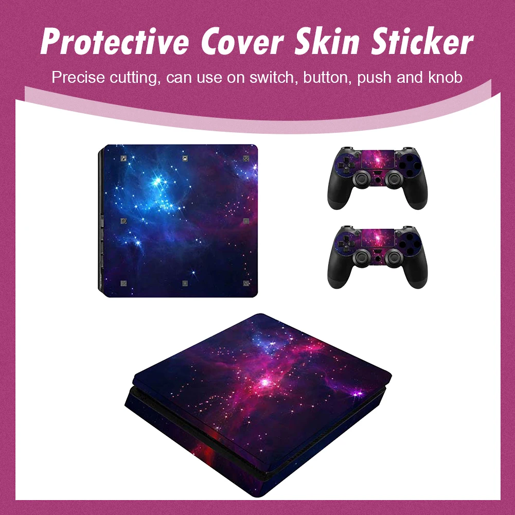 Защитный чехол наклейка для PS4 Slim Виниловая консоли Sony Playstation 4 + 2 Наклейки на