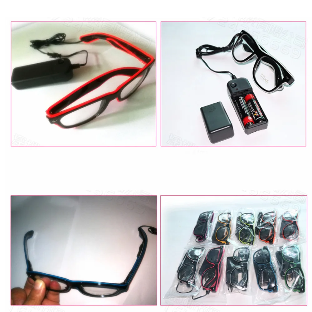 Description Picture 6 of itemFlashing Glasses EL Wire LED Glasses Glowing Party Supplies Lighting Novelty Gift Bright Light Festival Party Glow Sunglasses