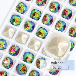 Enhanced Square K9 Glass Crystal Stones for DIY Jewelry, Clothing, and Decoration (Volcano)